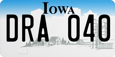 IA license plate DRA040