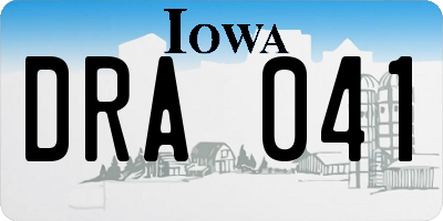IA license plate DRA041