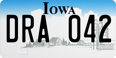 IA license plate DRA042