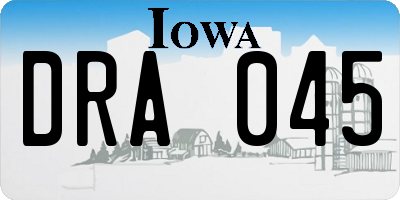 IA license plate DRA045