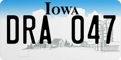 IA license plate DRA047