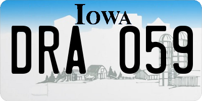 IA license plate DRA059