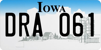 IA license plate DRA061