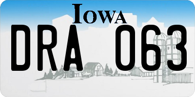 IA license plate DRA063