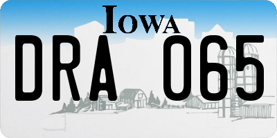 IA license plate DRA065