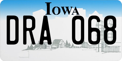 IA license plate DRA068