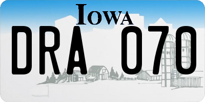 IA license plate DRA070