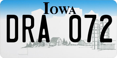 IA license plate DRA072