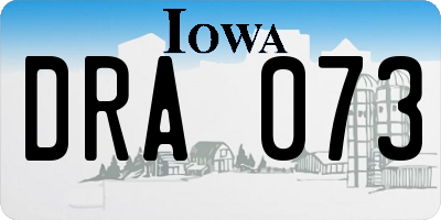 IA license plate DRA073