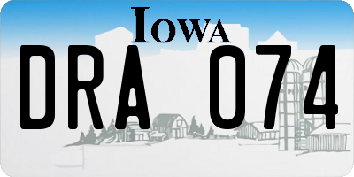 IA license plate DRA074