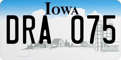 IA license plate DRA075