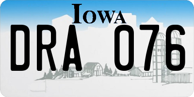 IA license plate DRA076
