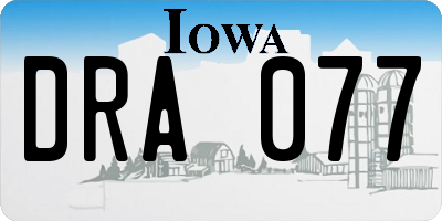 IA license plate DRA077