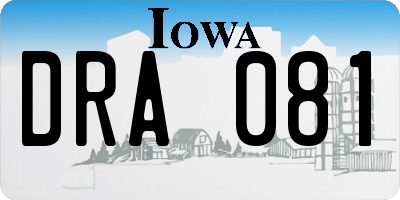 IA license plate DRA081