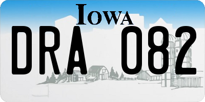 IA license plate DRA082