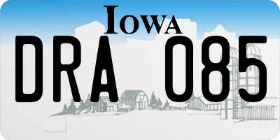 IA license plate DRA085