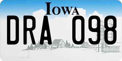 IA license plate DRA098