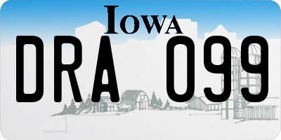 IA license plate DRA099