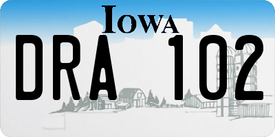 IA license plate DRA102