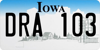 IA license plate DRA103