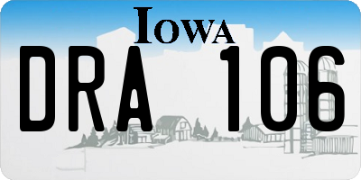 IA license plate DRA106