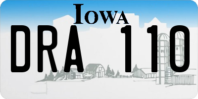 IA license plate DRA110