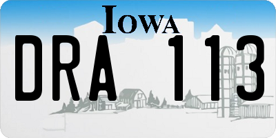 IA license plate DRA113