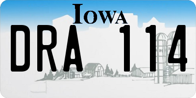 IA license plate DRA114