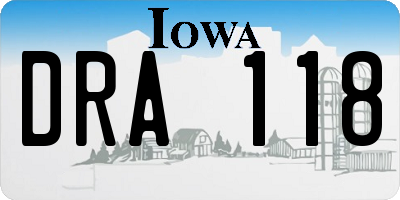 IA license plate DRA118