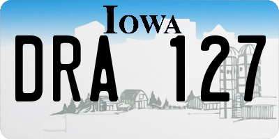 IA license plate DRA127