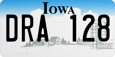 IA license plate DRA128