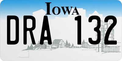 IA license plate DRA132
