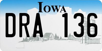 IA license plate DRA136