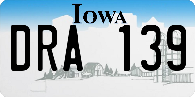 IA license plate DRA139