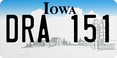 IA license plate DRA151