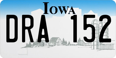 IA license plate DRA152