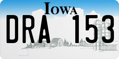 IA license plate DRA153