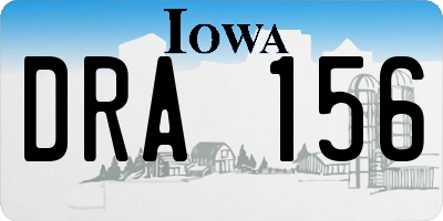 IA license plate DRA156