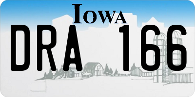 IA license plate DRA166