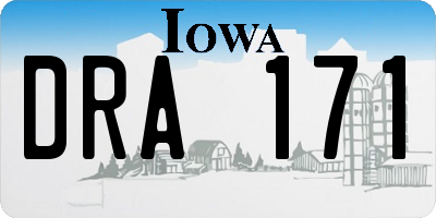 IA license plate DRA171
