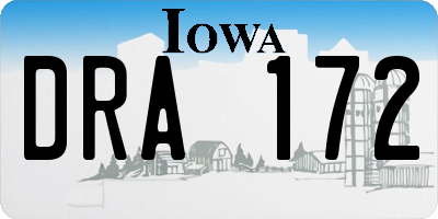 IA license plate DRA172