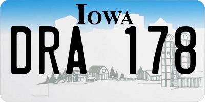 IA license plate DRA178