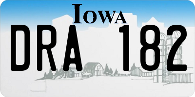 IA license plate DRA182