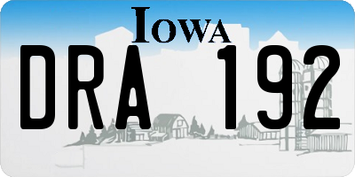 IA license plate DRA192
