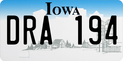 IA license plate DRA194