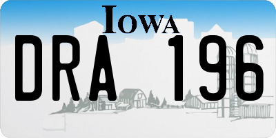 IA license plate DRA196