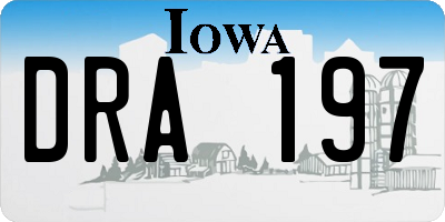 IA license plate DRA197