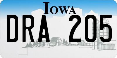 IA license plate DRA205