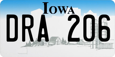IA license plate DRA206