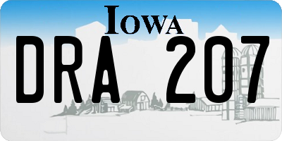 IA license plate DRA207